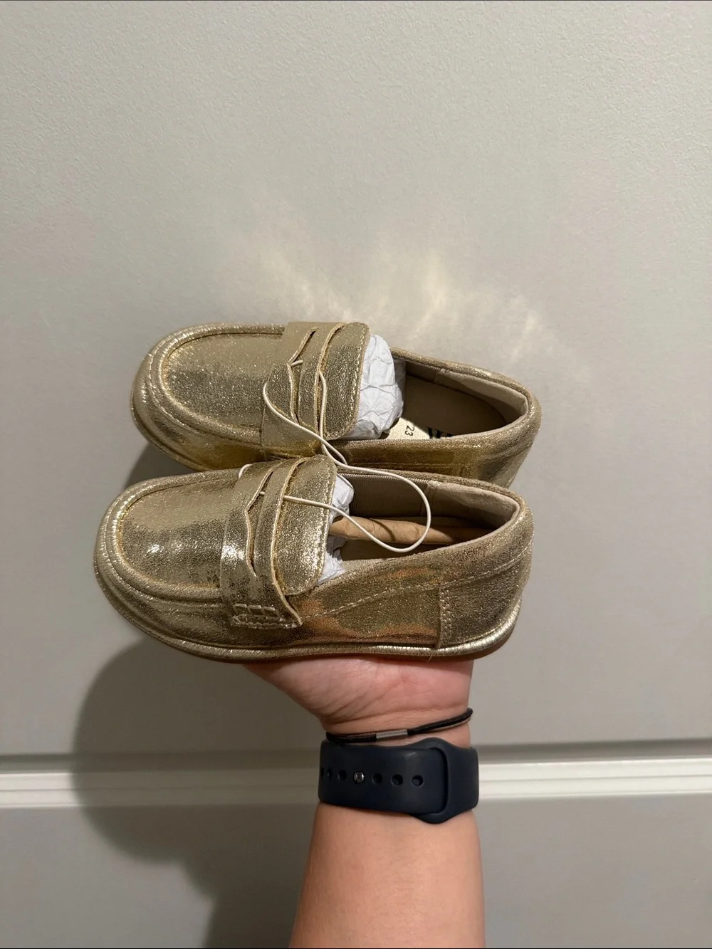 ZARA Kids Metallic Gold Slip-On Loafers